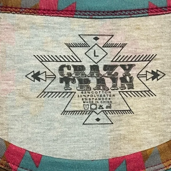 Crazy Train Aztec Mini Dress in Turquoise and Mustard Western Cowgirl Rodeo Sz L - Picture 3 of 5